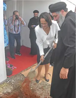  ?? Photo: Arieta Vakasukawa­qa ?? Minister for Health and Medical Services, Rosy Akbar at the ground-breaking ceremony of the Saint Mina Home in Legalega, Nadi on June 12, 2018.