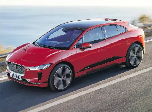  ?? JAGUAR ?? The Jaguar I-Pace electric vehicle, which premiered in March, is a remarkable drive, David Booth writes. Global automakers are rolling out more production-ready electric vehicles to challenge Tesla.