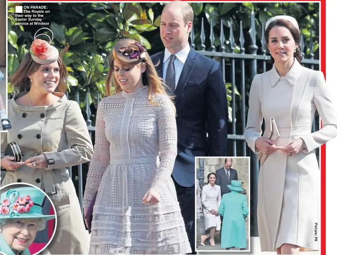  ??  ?? ®Ê ON PARADE: The Royals on their way to the Easter Sunday service at Windsor