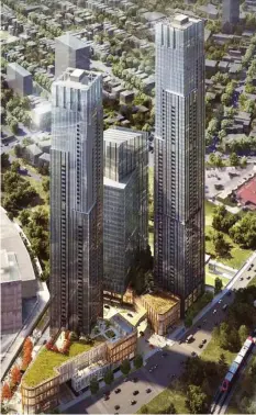  ?? TIP ALBERT GP/CITY OF OTTAWA ?? A rendering of TIP Albert GP’s planned complex with buildings of 65, 56 and 27 storeys at 900 Albert St.