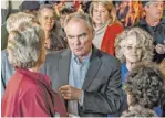 ?? BY RAY BOC ?? Sen. Tim Kaine, who is running for reelection, addresses county residents at Headmaster’s Pub in Sperryvill­e on Tuesday.