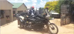  ?? ?? Munyaradzi Brown takes his homemade three-wheel motorbike around Rusununguk­o Township recently