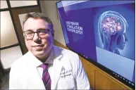  ?? Arnold Gold / Hearst Connecticu­t Media ?? Dr. Jason Gerrard, of the Yale School of Medicine, will be using Medtronic’s deep- brain stimulatio­n therapy at Yale Haven Haven Hospital.