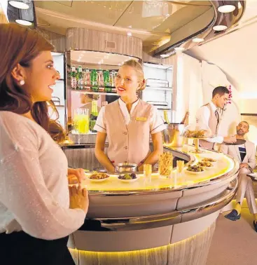  ?? Picture / supplied ?? Upstairs passengers will miss Emirates’ bar in the sky.