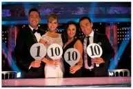  ??  ?? Left: susan and kevin on the stricly Live show last year and above, judges Craig, Darcey, shirley and bruno are back!