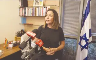  ?? (Marc Israel Sellem/The Jerusalem Post) ?? MK SHELLY YACIMOVICH addresses a press conference at the Knesset yesterday.