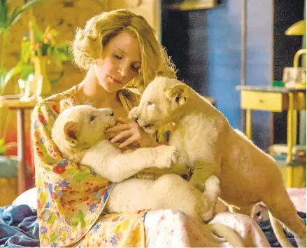  ?? FOCUS FEATURES PHOTOS ?? Jessica Chastain stars as the title character in "The Zookeeper's Wife,” and her rapport with the animals is palpable.