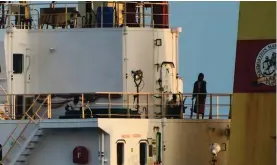  ?? ?? This photograph shared by Indian navy on the X platform shows people on board the hijacked ship ex-MV Ruen on Saturday, March 16, 2024. (Indian Navy on X via AP)