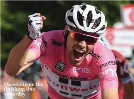  ??  ?? Dumoulin on the finishing line yesterday