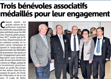  ?? (Photo M. L.) ?? Betty Grosso, Jean-Pierre Béguin et Marcel Albert ont été applaudis à Toulon notamment par Thierry Bongiorno, le maire.