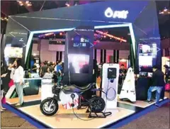  ?? ETRAN VIA FACEBOOK ?? An Etran electric motorcycle is showcased at the PTT booth at the Techsauce Global Summit 2019 in Bangkok, Thailand.