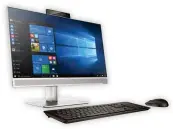  ??  ?? Der HP EliteOne 800 G3 AiO bietet ein entspiegel­tes 24-Zoll-Display, das optional mit Touch-Funktional­ität geordert werden kann. Die Kamera, die sich ein- und ausfahren lässt, bringt Dual-Facing-Technik mit – das heißt, sie nimmt Bilder nach vorne und...