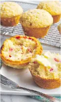  ?? ERIC AKIS ?? Rhubarb Coconut Muffins with butter can be served with brunch.