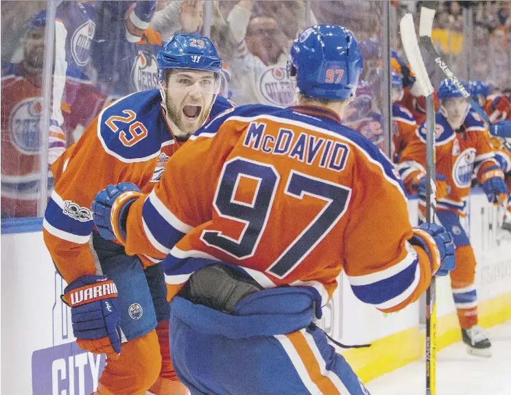  ?? AMBER BRACKEN ?? With forwards Leon Draisaitl, left, and Connor McDavid both signed to lengthy contracts, the Oilers have two key pieces in place to be a perennial top contender.