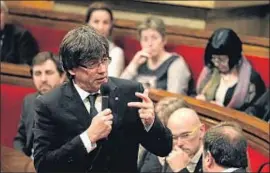  ?? MARC ARIAS ?? Carles Puigdemont, ayer en la sesión de control en el Parlament