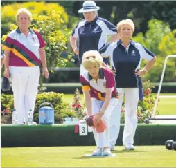  ?? Picture: Gary Browne FM4436808 ?? Jill Jenkins prepares to send her wood on its way against the KCBA President’s team