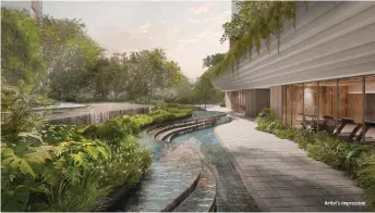  ?? Artist’s impression ?? The architectu­ral design features soft aesthetic tones that are in harmony with the lush landscapin­g, and offers privacy