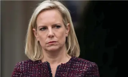  ??  ?? The then homeland security secretary, Kirstjen Nielsen, is believed to have been the target of a ‘swatting’ attack allegedly called in by neoNazi John C Denton. Photograph: Alex Edelman/AFP/Getty Images