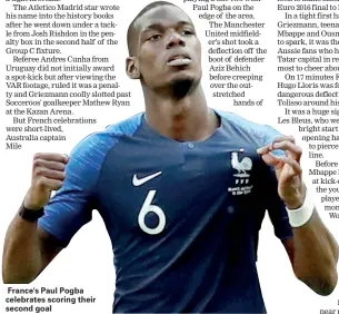  ??  ?? France's Paul Pogba celebrates scoring their second goal