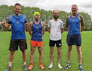  ?? ?? Team Bath men (L to R): Justin Maelzer, Ben Holding, Dan Jones and Carl Tucker.