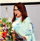  ??  ?? DIMO Chief Human Resource Officer Dilrukshi Kurukulasu­riya addressing the gathering