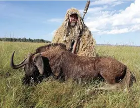  ??  ?? Black wildebeest are wary plains game but I got in close.