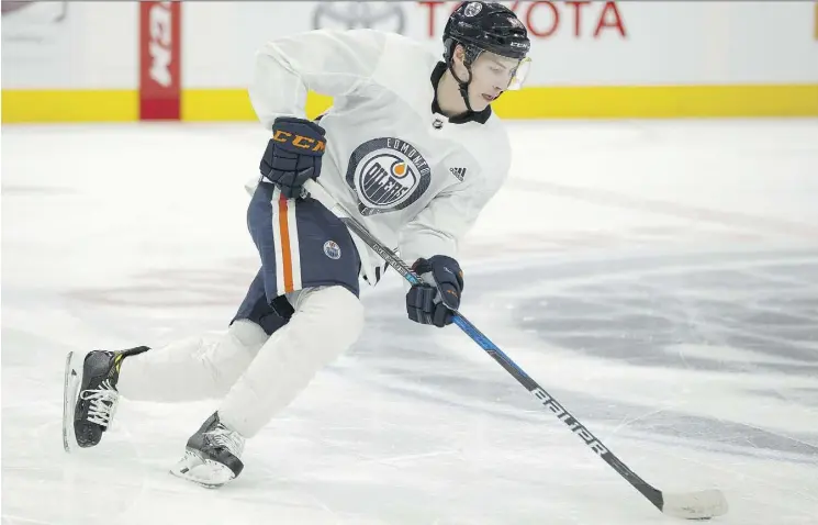  ?? IAN KUCERAK. ?? The Oilers had hoped Ryan Nugent-Hopkins had only bruised his sternum in a game against Vegas before the bye week. Instead, he will be out five to six weeks with cracked ribs.