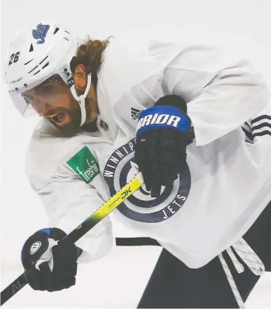  ?? JOHN WOODS / THE CANADIAN PRESS ?? Winnipeg Jets captain Blake Wheeler has been speaking up about the need to eliminate discrimina­tion in society.