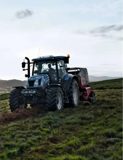  ??  ?? › Once the cut bracken has turned brown it is raked into rows to allow it to dry before being formed into bales.