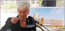  ?? FILE PHOTO ?? Lt. Gov. Nancy Wyman during a groundbrea­king ceremony at the future site of the Litchfield Judicial District courthouse in Torrington.