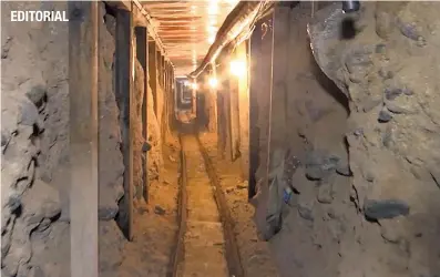  ?? MEXICO’S ATTORNEY GENERAL’S OFFICE ?? This is one of two tunnels found in Tijuana that lead into California. The tunnels, found in 2016, were apparently used by the Sinaloa cartel to move drugs into the United States. EDITORIAL