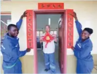  ??  ?? Chinese and Zambian employees of Power Constructi­on Corporatio­n of China Zambian branch spend the Spring Festival together at the Kafue Gorge Lower Hydropower Station project office on February 2, 2019