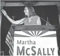  ?? PHOTOS BY MICHAEL CHOW/THE REPUBLIC ?? Rep. Martha McSally greets supporters during a party in Tempe Tuesday.