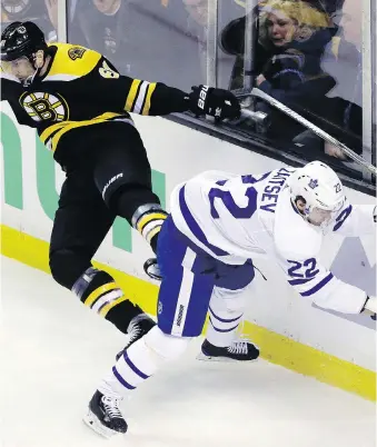  ?? ELISE AMENDOLA/THE ASSOCIATED PRESS ?? Nikita Zaitsev has struggled in the Toronto Maple Leafs’ last two games. He’s not alone as the Leafs try to claw back from what has been a one-sided series against the Bruins.