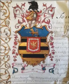  ??  ?? The coat of arms of John Grogan, Johnstown’s owner from 1724 to 1783.