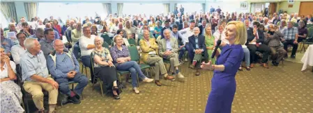  ?? ?? LIZ TRUSS speaking on August 3 at an event in Ludlow as part of her campaign, before she took over as the new Prime Minister on September 6.