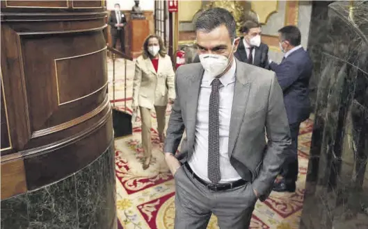  ?? E. PARRA / EUROPA PRESS ?? El presidente del Gobierno, Pedro Sánchez, durante la sesión plenaria de ayer en el Congreso.