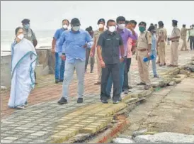  ?? PTI ?? West Bengal CM Mamata Banerjee (far left) said that one-sided story has been peddled regarding her absence from the review meet to assess the damage caused by Cyclone Yaas.