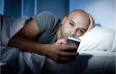  ??  ?? Checking social media at night causes tiredness throughout the day.