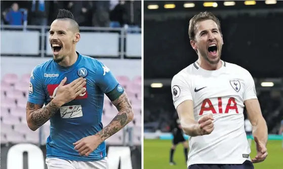  ??  ?? Hamsik, à esquerda, destronou Maradona, ao passo que Harry Kane ainda pode superar Messi em 2017