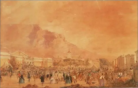  ??  ?? An anti-convict protest in Cape Town on July 4, 1849.