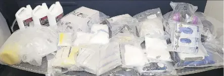  ??  ?? ALERT Edmonton’s organized crime and gang team has shut down a lab operating out of a home in the city’s southeast that was producing fentanyl designed to look like heroin.