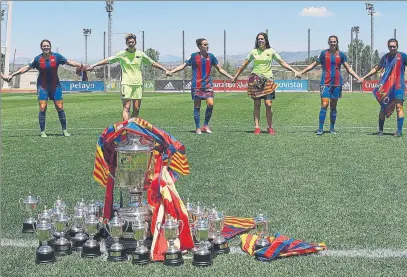  ?? FOTO: J. A. SIRVENT ?? Las azulgrana, vigentes campeonas Este fin de semana inician la defensa del título ante el Levante con altas expectativ­as