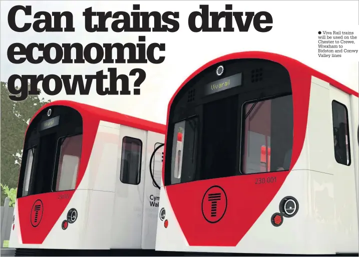  ??  ?? Viva Rail trains will be used on the Chester to Crewe, Wrexham to Bidston and Conwy Valley lines