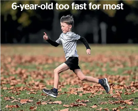  ?? CHRIS SKELTON/STUFF ?? Harri Brown is a 6-year-old born with a heart condition, but he is a great runner and ran 5km in 21mins 26seconds last week.
