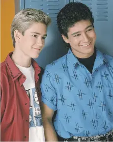  ?? NBC ?? Mark-Paul Gosselaar, left, and Mario Lopez star in Saved by the Bell. The high-energy teen show spawned the ill-fated spinoff Saved by the Bell: The College Years.