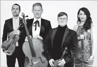  ?? Submitted Photos ?? Catalyst Quartet is scheduled for performanc­e in Riceland Hall as part of Fowler Center’s performing arts series, Thursday, Jan. 27. Members of Catalyst Quartet are (from left) Paul Laraia, Karlos Rodriguez, Abi Fayette and Karla Donehew-Perez.