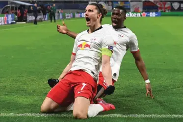  ??  ?? Leipzig's Marcel Sabitzer, center, celebrates after scoring a goal during the Champions League round of 16, 2nd leg soccer match between RB Leipzig and Tottenham Hotspur
Tuesday 18th February
Wednesday 19th February
Tuesday 25th February