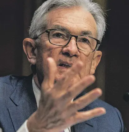  ?? GRAEME JENNINGS/POOL/AFP VIA GETTY IMAGES ?? Federal Reserve Chairman Jerome Powell.