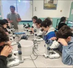  ?? (DR) ?? Au cours d’un travail sur les organismes marins, les élèves ont pu observer de près du plancton pêché la veille.